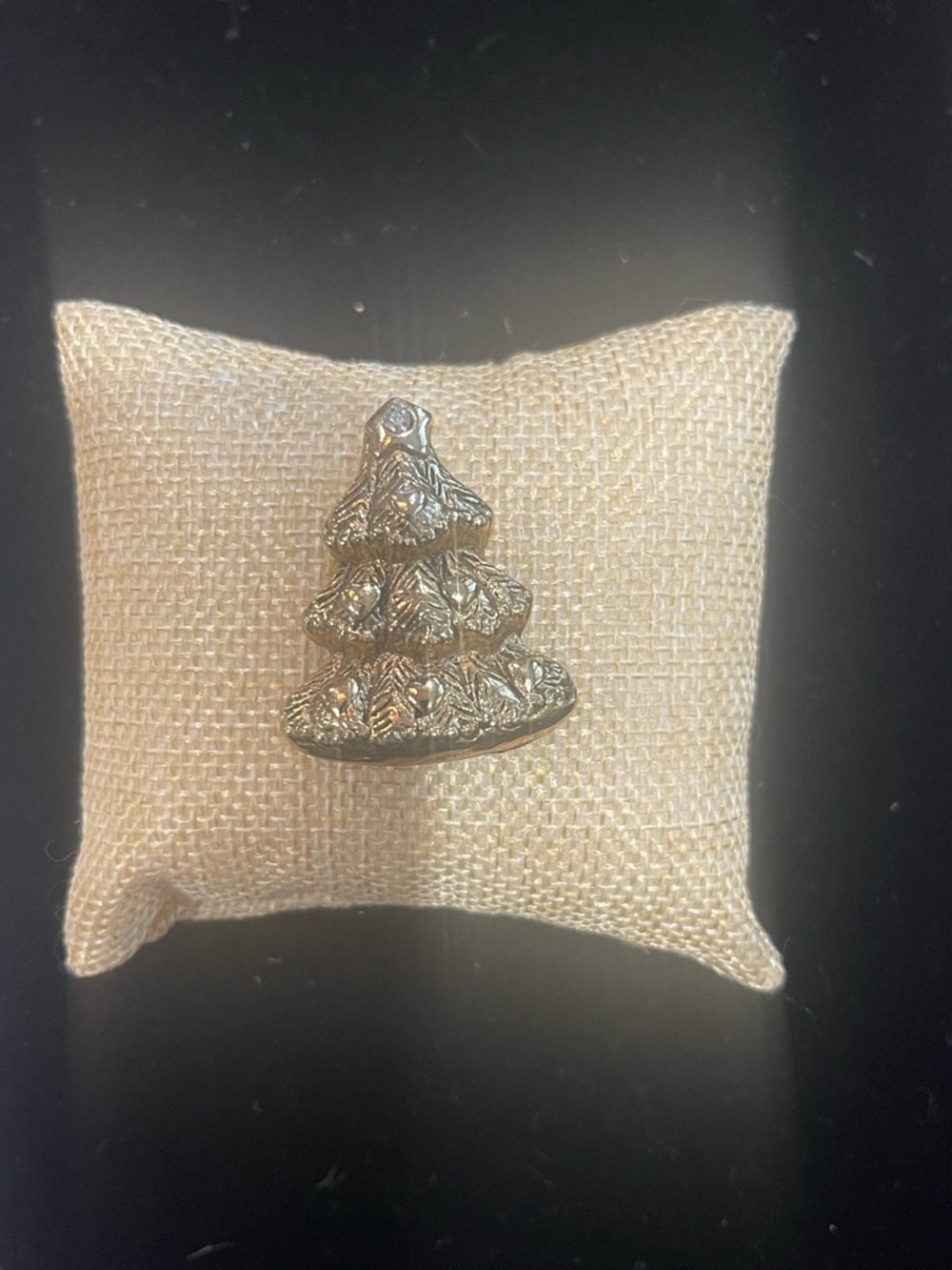 Textured Gold Tone Christmas Tree Button Cover - Elegant Holiday Accent
